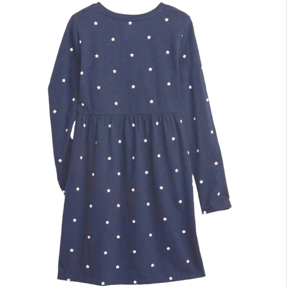 GAP Starry Night Girls School Dress Navy White Polka-dot Stars MED 8-9yrs NWT